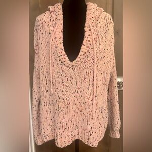 POL Pink Speckled V-Neck Sweater